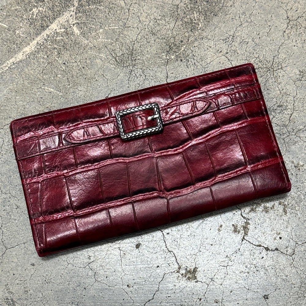 *Brighton Deep Red Croc-Embossed Wallet